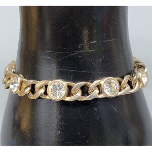 Blanca Brilliant Rhinestone 1980s Bracelet Vintage Gold Tone Sparkling Stones